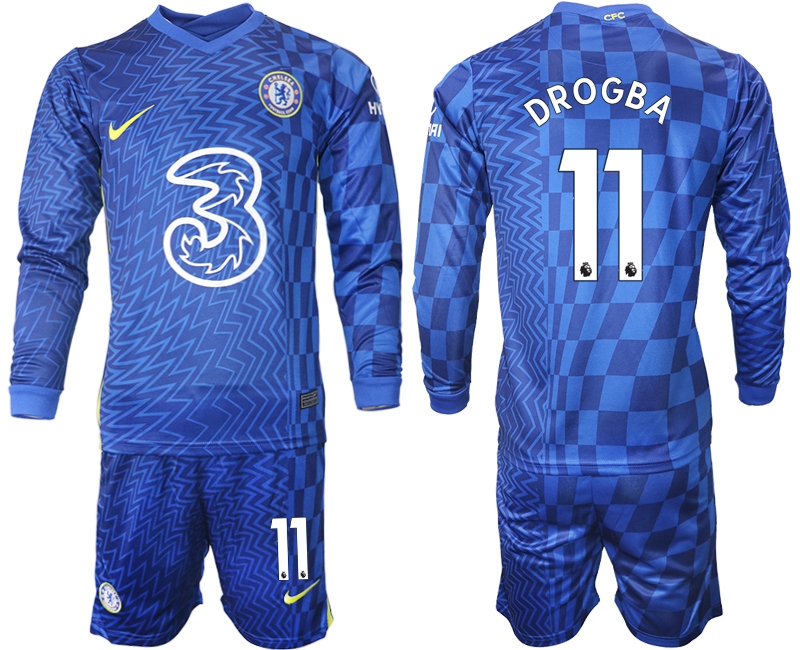 Men 2021-2022 Club Chelsea home blue Long Sleeve #11 Soccer Jerseys